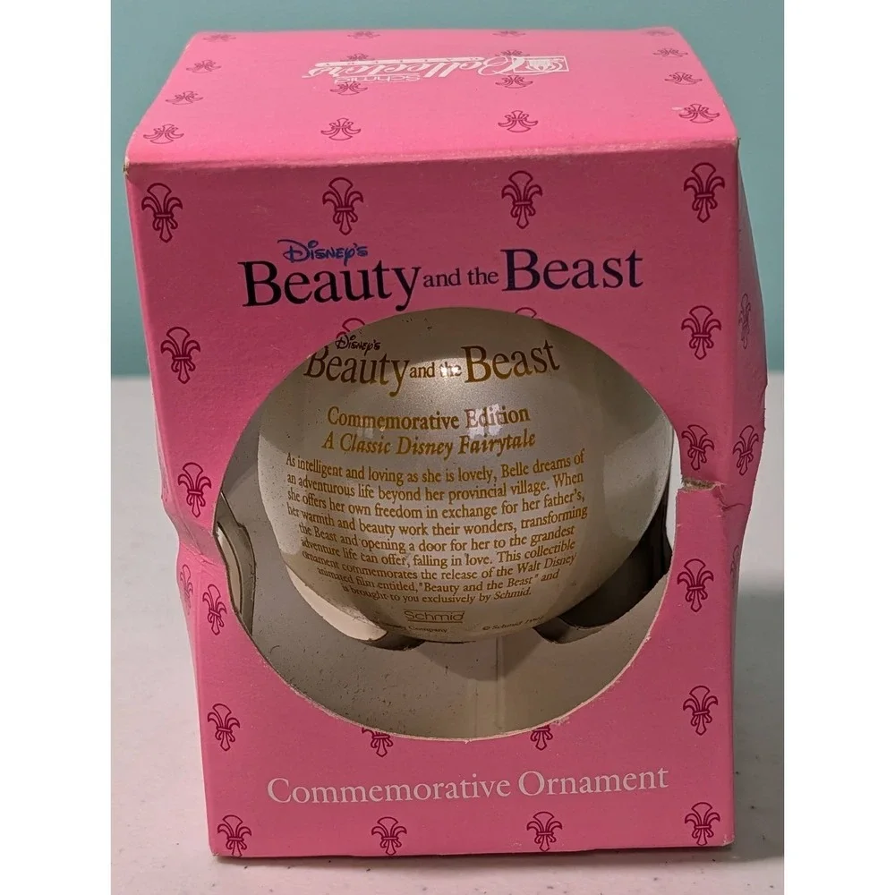 Disney Beauy And The Beast Commemrative Schmid Ornament 1991 Vintage